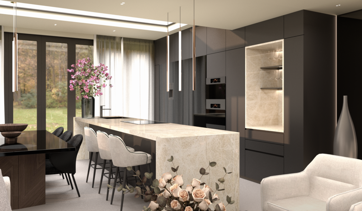 Render of villa renovation Hellevoetsluis, designed by Atelier NIRIS